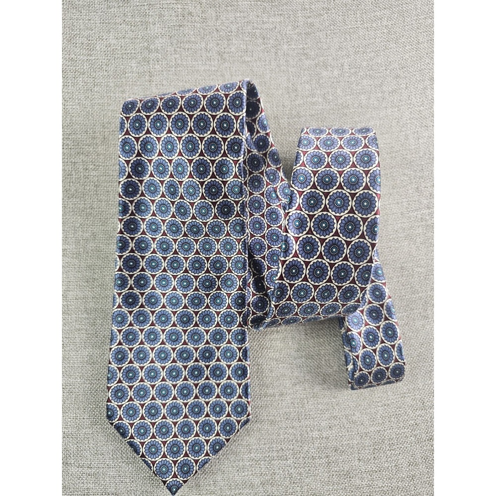 Christian Dior Ties Men 56X3.5 Blue Silk Geometric Floral Silky Modern Usa